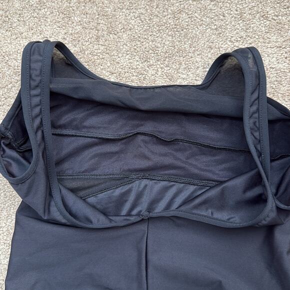 NWOT Miraclesuit High Neck Criss Cross Mesh Black One Piece Swimsuit Size 12 - Picture 5 of 9